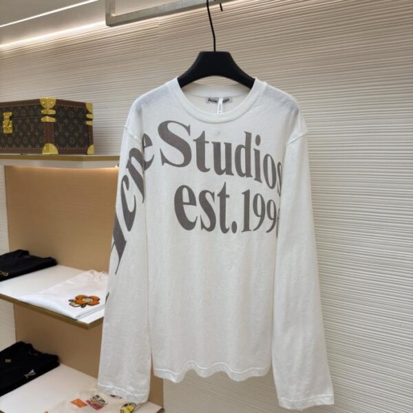 Acne Studios 1996寬鬆字母數字印花圓領長袖(0AR3MG)