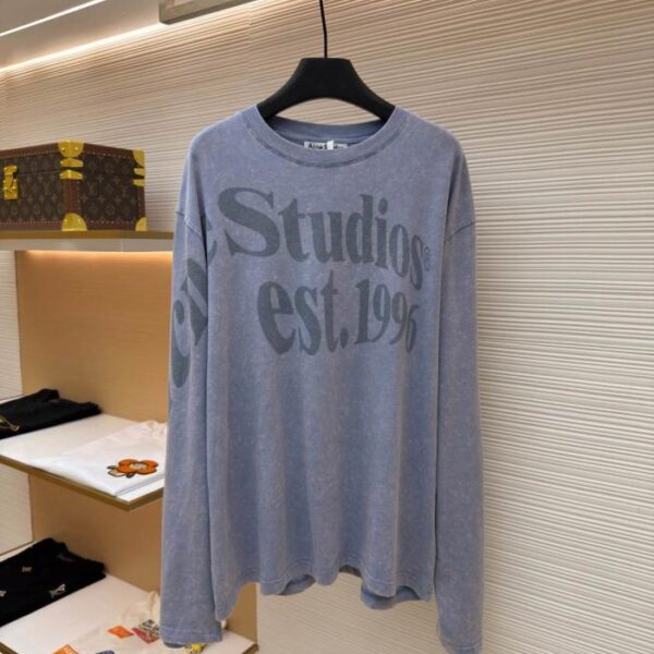 Acne Studios 1996寬鬆字母數字印花圓領長袖(IHANR5)