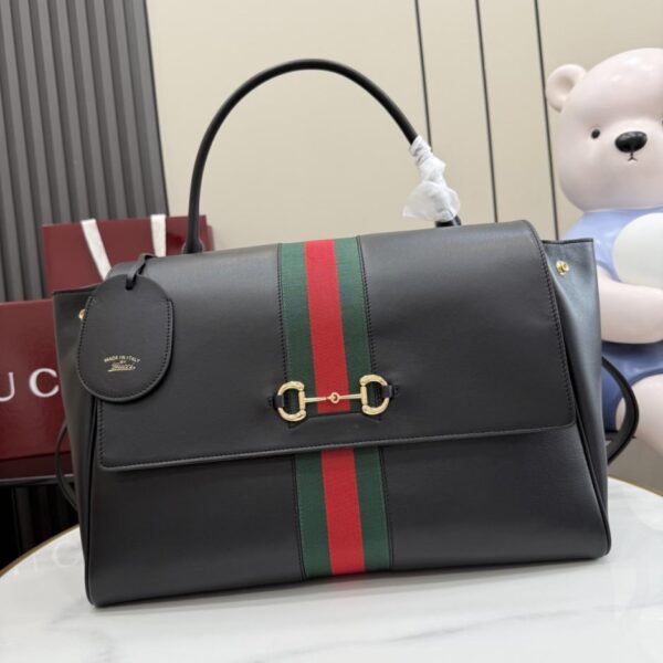 Generation Gucci系列黑色帆布襯裡，飾Diamante圖案手提包(Y4Z87M)